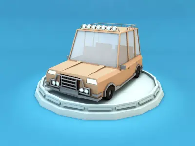 Cartoon Family Car Low-poly 3D model