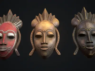 African mask 1 Low-poly 3D model