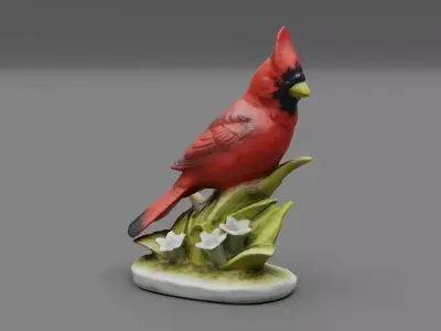 Northern Cardinalis bird Low-poly 3D model
