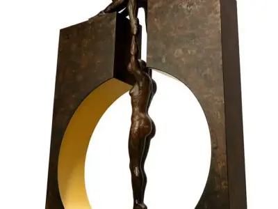 Bronze Sculpture Abstract Human Figures Balance 3D Low-poly 3D model
