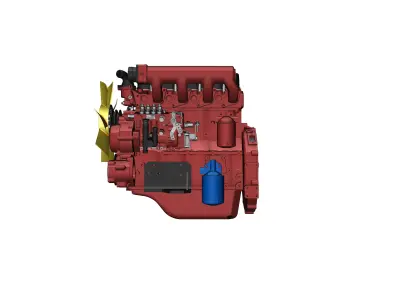 engine dizel 4 cylinder 2400 rpm 3D model