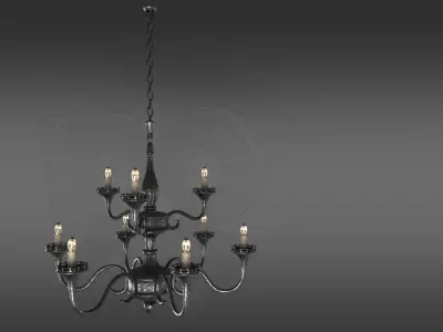 Wrought iron ceiling chandelier 3D model