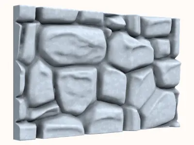 Weathered Granite Cobble Wall 3D model