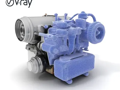 Industrial Engine D Model Pack Low-poly 3D model