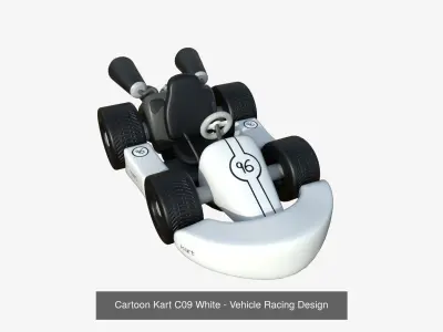 10 Cartoon Karts White Collection - Vehicle Racing Design 3D Model Pack