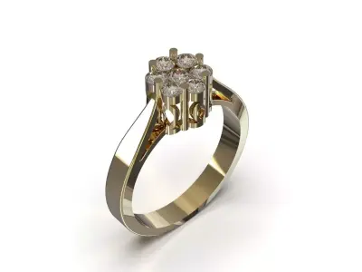 Ready for casting file for the Sparkling Blossom ring fr0064 3D print model