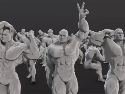36 Bodybuilder Figure Printable Set-01 3D model
