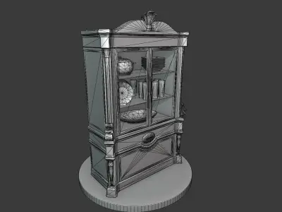 Vintage Wooden Cabinet Low-poly 3D model