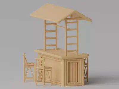 Tropical Bamboo Beach Bar Tiki 3D model
