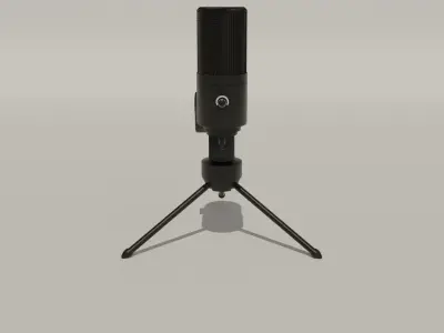 Black Microphone Minimalistic 3D Asset 3D model