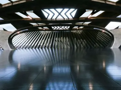 Concrete Corridor Scene - Architectural Background - V1U6 3D model