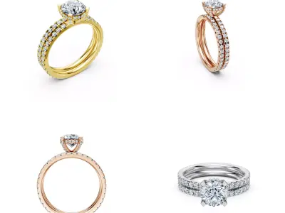 Luxury Double Row Solitaire Diamond Ring CAD 3DM Model 3D print model