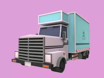 Lowpoly Bakery Truck Low-poly 3D model