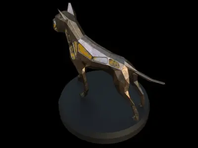 Steampunk German Boxer Pose Low-poly 3D model