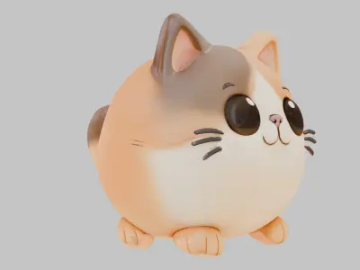 Stylized Chonky Kitty Kitten Cat Low-poly 3D model