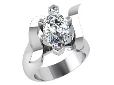 Marquise Solitaire Ring 3858 3D print model