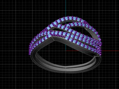 STL 3DM Print Ready Women Diamond Ring Lightweight Printable  3D print model 10