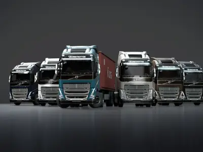 Volvo FH16 2020 Container Trailer Low-poly 3D model