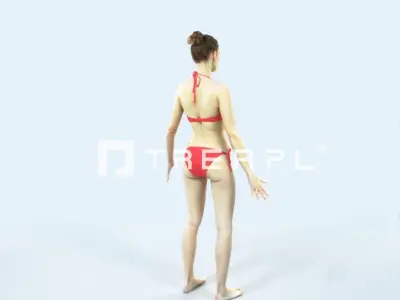 Beauty G Beach Animated Rigged Sports Woman Low-poly 3D model