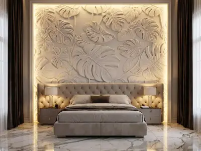 modern panel wall decor set relief stl mural CNC 250 3D model