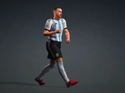Lionel Messi Rigged Animated  2500 Free animations tutorial Low-poly 3D model