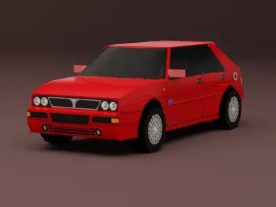 Lancia Delta Integrale PS1 Style Low-poly 3D model
