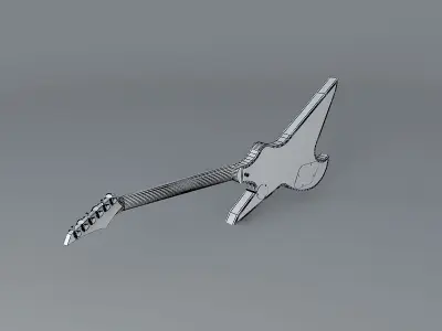 A blue shark shaped guitar Free 3D model