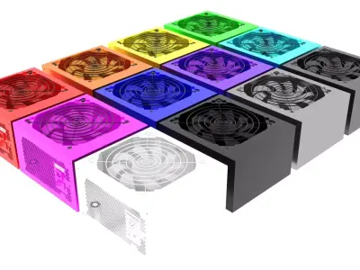 Colored Power Supply Units Set 3D model