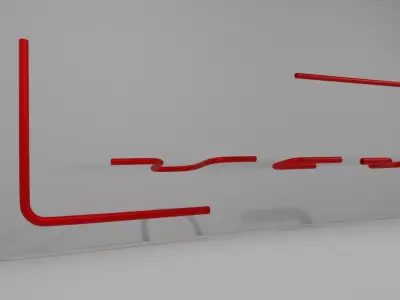 Pipes set room with lines Low-poly 3D model