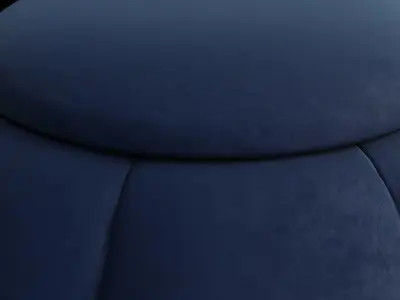 Curved Blue Velvet Ottoman 3D model