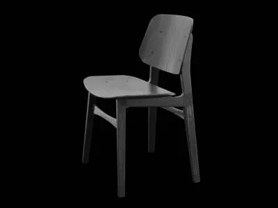 Soborg  Chair Black Ash wood Low-poly 3D model