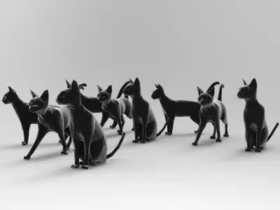 Cats low and high poly Low-poly 3D model