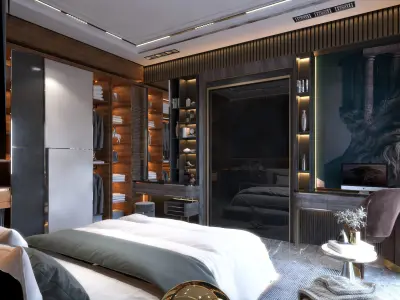 Bedroom modern with accents 3D model