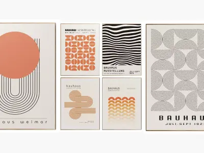 Bauhaus Orange posters 3D model