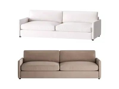 WHITE PERFORMANCE FABRIC SOFA 3D model