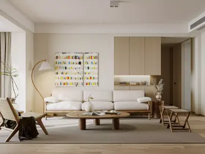 Modern living room dining room interior scenes 244 3D model