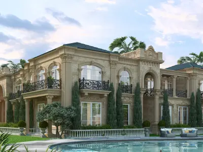 Luxury Classic Villa Exterior 3D Model Download European Style 3D model