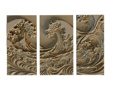 mural decor set wall panel 24 3D model
