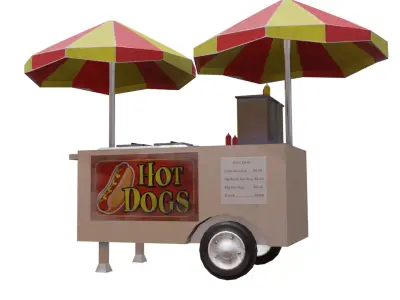 Hot dog cart Low-poly 3D model