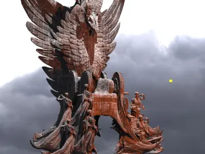 Feathered angel wing Throne 2 3D model purchase