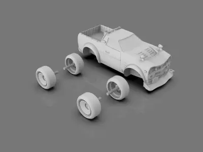 Cartoon vehicle 3D print model