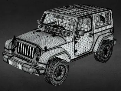 Indian Jeep Wrangler With Interior - Highpoly 3D model