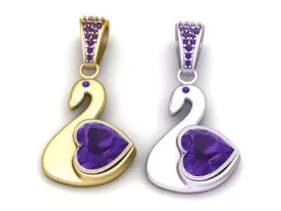 Swan Heart Pendant 3D print model
