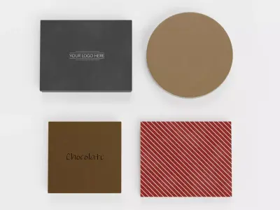 4 Chocolate Boxes Collection - Plain Unbranded Packaging Set 3D model