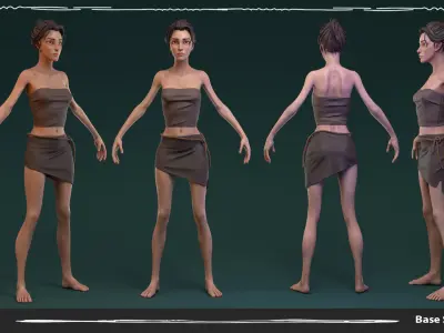 Base Mesh Slave Female Stylized Low-poly 3D model