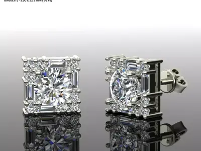 Women Diamond Earrings 3D print model 60