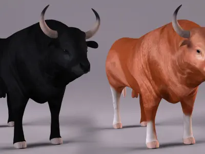 Bull Rigged Low-poly 3D model