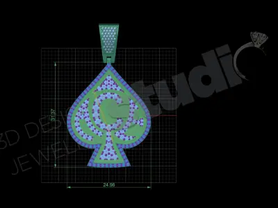 Luxury Ace pendant jewelry with gems 3d model 3D print model