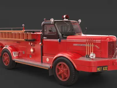 Fire Truck - ENGINE 61 1953 FWD Pumper high poly 3D model