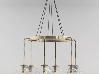 RH LANGUEDOC Round Chandelier Antique Brass 3D model